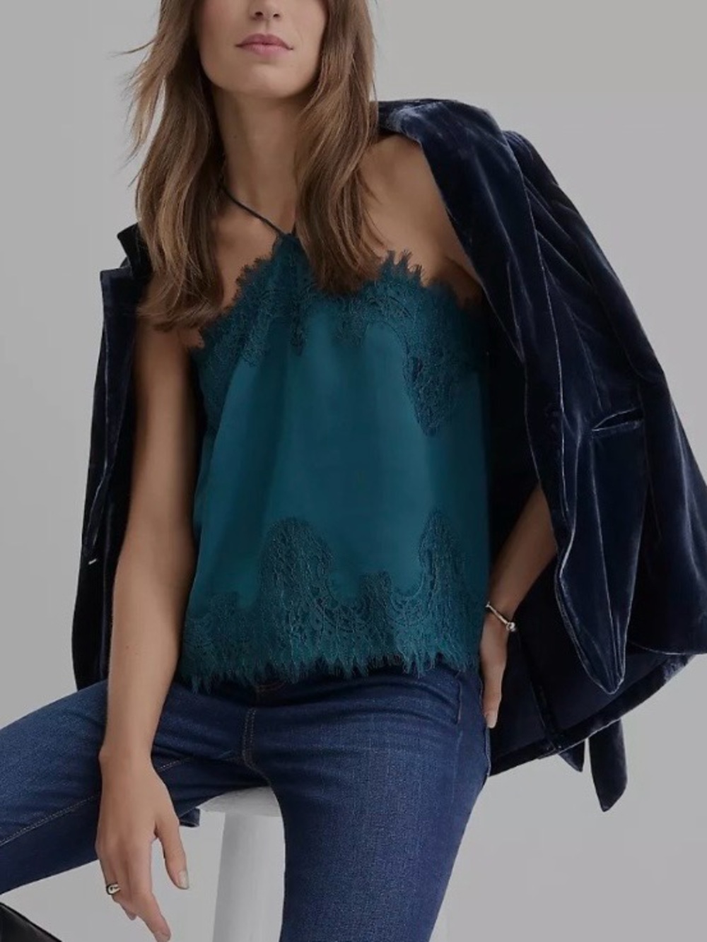 LOFT Teal Lace-Trim Tank